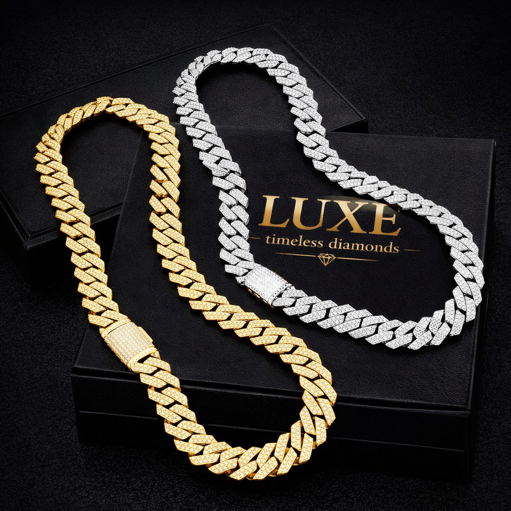 Diamond Sterling Silver Moissanite Miami Cuban Link Chain HipHop